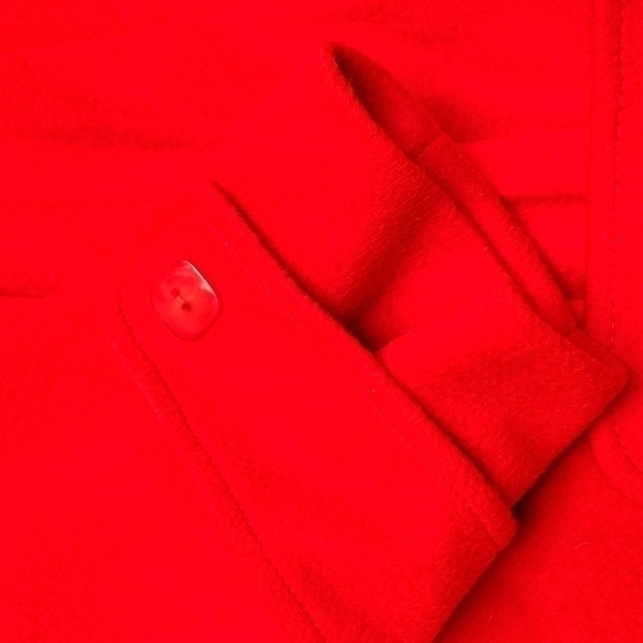 80s Oversized Pleated Red Wool Coat - Picture 7 of 15